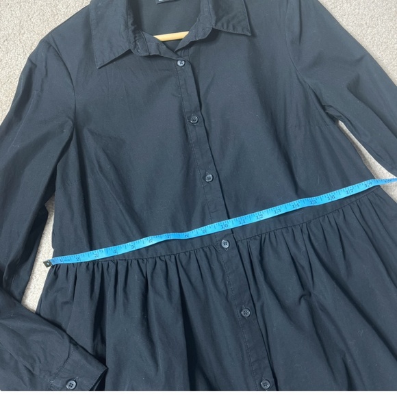 NEW Asos Shirt Dress Poplin Cotton Long Sleeve Button Front Collar Pleat Waist - Picture 8 of 11